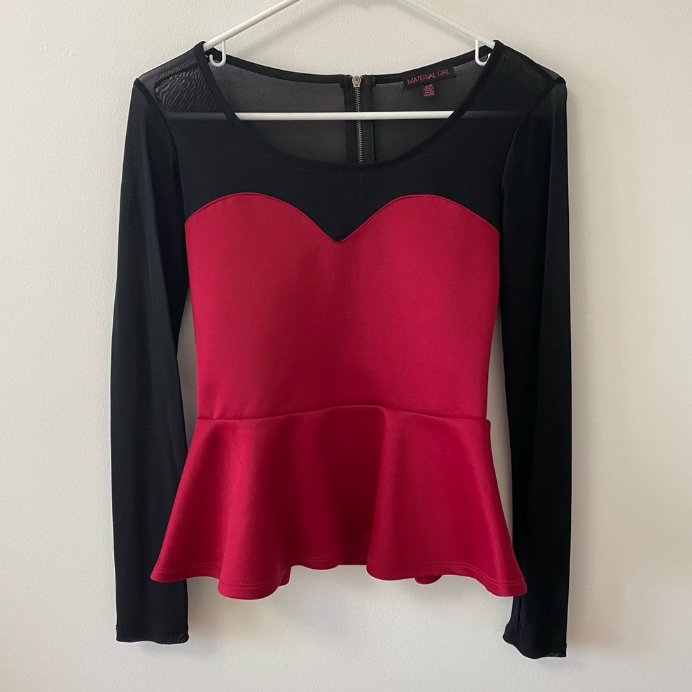 MATERIAL GIRL RED PEPLUM TOP